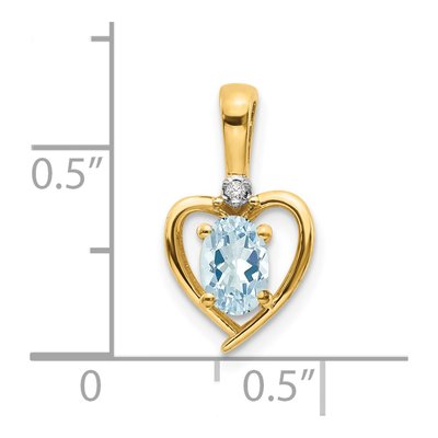 14K Yellow Gold Aquamarine & Diamond Heart Pendant – view 3