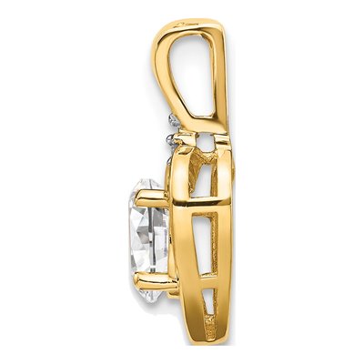 14K Yellow Gold White Topaz & Diamond Heart Pendant – view 2
