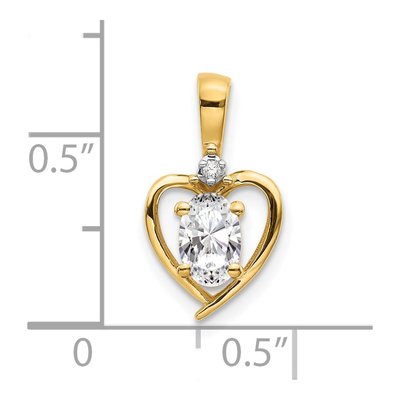 14K Yellow Gold White Topaz & Diamond Heart Pendant – view 3