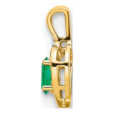 14K Yellow Gold Emerald & Diamond May Heart Pendant – view 2