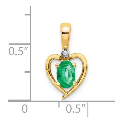 14K Yellow Gold Emerald & Diamond May Heart Pendant – view 3