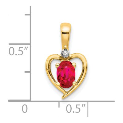 14K Yellow Gold Ruby & Diamond July Heart Pendant – view 3