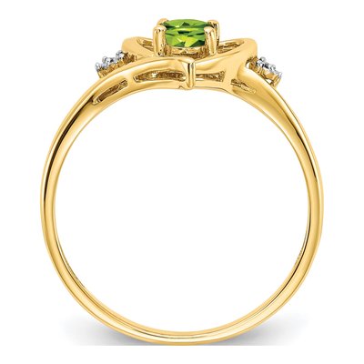 14K Yellow Gold Peridot & Diamond Heart Ring – view 2