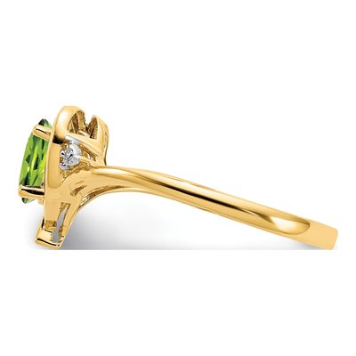 14K Yellow Gold Peridot & Diamond Heart Ring – view 4
