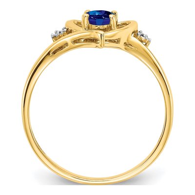 14K Yellow Gold Sapphire & Diamond Heart Ring – view 2