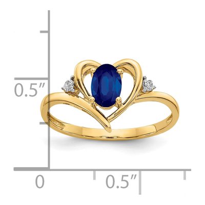 14K Yellow Gold Sapphire & Diamond Heart Ring – view 3