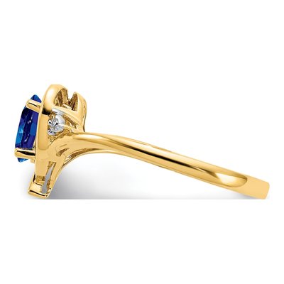 14K Yellow Gold Sapphire & Diamond Heart Ring – view 4