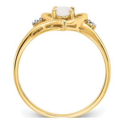 14K Yellow Gold Opal & Diamond October Heart Ring – view 2