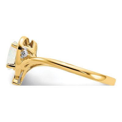 14K Yellow Gold Opal & Diamond October Heart Ring – view 4