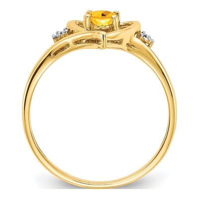 14K Yellow Gold Citrine & Diamond Heart Ring – view 2