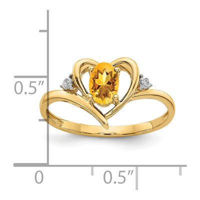 14K Yellow Gold Citrine & Diamond Heart Ring – view 3