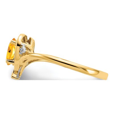 14K Yellow Gold Citrine & Diamond Heart Ring – view 4