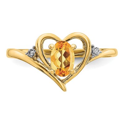 14K Yellow Gold Citrine & Diamond Heart Ring – view 5