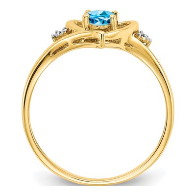 14K Yellow Gold Swiss Blue Topaz & Diamond Heart Ring – view 2