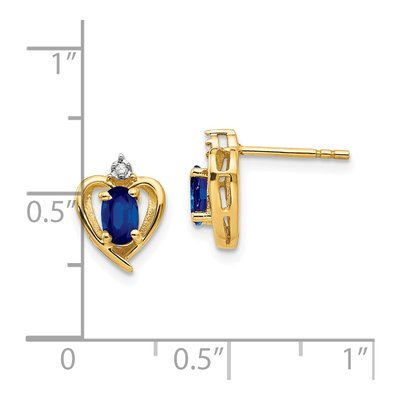 14K Yellow Gold Oval Sapphire & Diamond Heart Stud Earrings – view 4