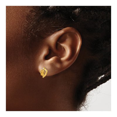 14K Yellow Gold Oval Citrine & Diamond Heart Stud Earrings – view 3