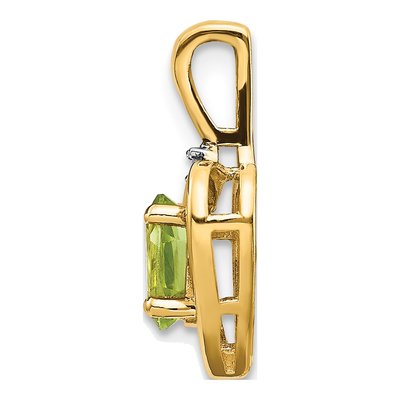 14K Yellow Gold Peridot & Diamond August Heart Pendant – view 2