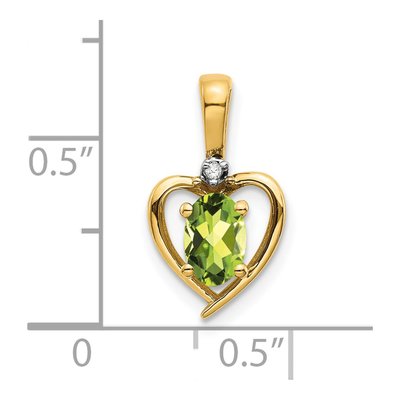 14K Yellow Gold Peridot & Diamond August Heart Pendant – view 3