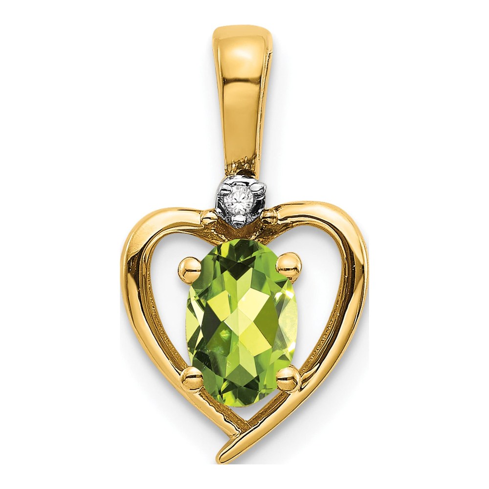 14K Yellow Gold Peridot & Diamond August Heart Pendant