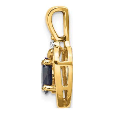 14K Yellow Gold Sapphire & Diamond Heart Pendant – view 3