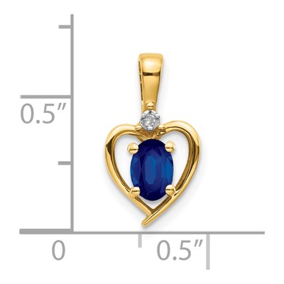 14K Yellow Gold Sapphire & Diamond Heart Pendant – view 4