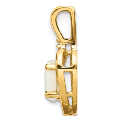 14K Yellow Gold Opal & Diamond October Heart Pendant – view 2