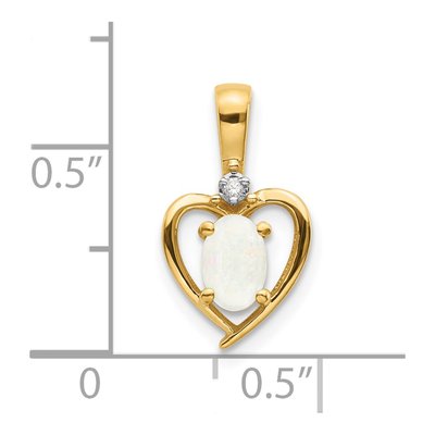 14K Yellow Gold Opal & Diamond October Heart Pendant – view 3