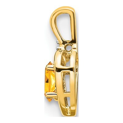 14K Gold Citrine & Diamond Heart Pendant | November – view 2