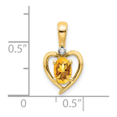 14K Gold Citrine & Diamond Heart Pendant | November – view 3