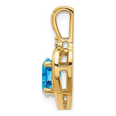14K Yellow Gold Swiss Blue Topaz & Diamond Heart Pendant – view 2