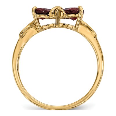 14K Yellow Gold Garnet January Bow Ring – view 2