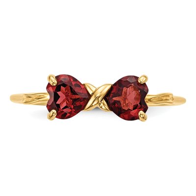14K Yellow Gold Garnet January Bow Ring – view 4