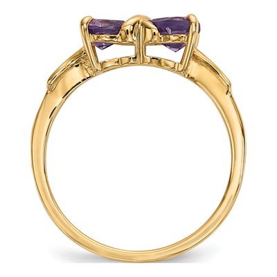 14K Yellow Gold Amethyst Bow Ring – view 2