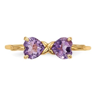 14K Yellow Gold Amethyst Bow Ring – view 4