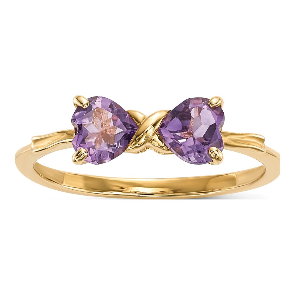 14K Yellow Gold Amethyst Bow Ring