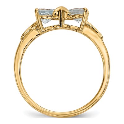 14K Yellow Gold Aquamarine Bow Ring – view 2