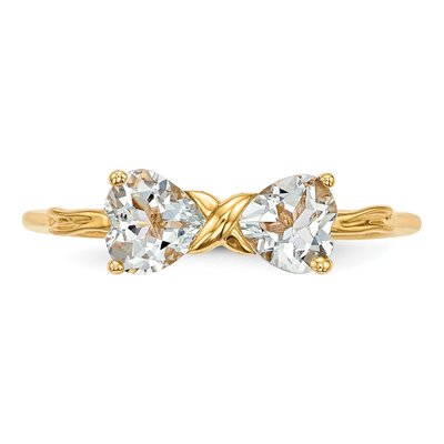 14K Yellow Gold Aquamarine Bow Ring – view 4