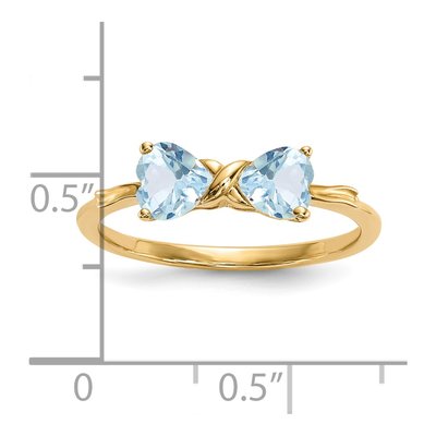 14K Yellow Gold Aquamarine Bow Ring – view 5