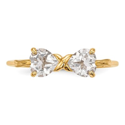 14K Yellow Gold White Topaz Bow Ring – view 4