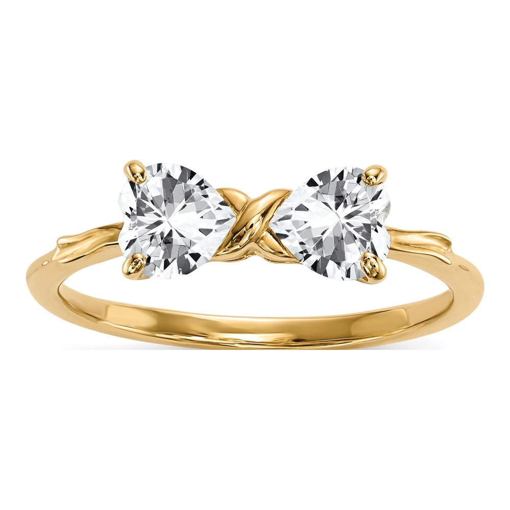 14K Yellow Gold White Topaz Bow Ring