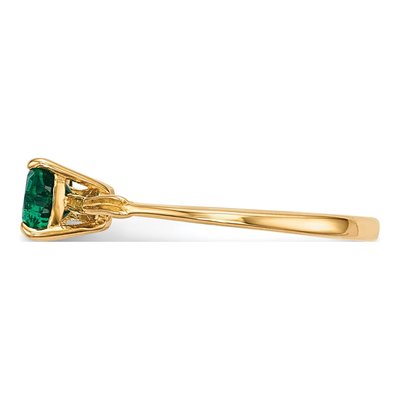 14K Yellow Gold Lab-Created Emerald Bow Ring – view 3