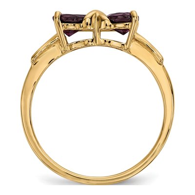 14K Yellow Gold Rhodolite Garnet Bow Ring – view 2
