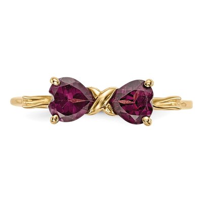 14K Yellow Gold Rhodolite Garnet Bow Ring – view 4