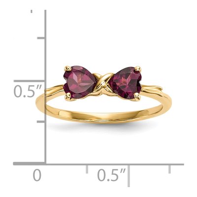 14K Yellow Gold Rhodolite Garnet Bow Ring – view 5