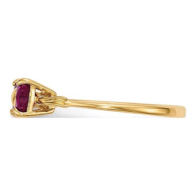 14K Yellow Gold Lab-Created Ruby Heart Bow Ring – view 3