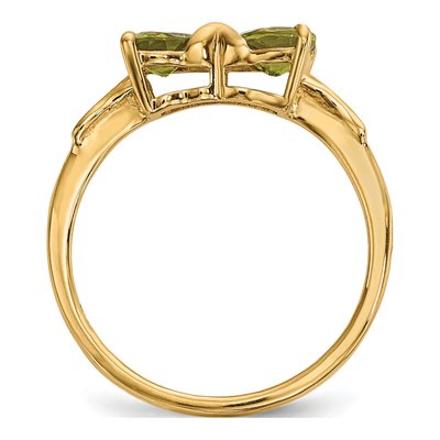 14K Yellow Gold Peridot August Bow Ring – view 2