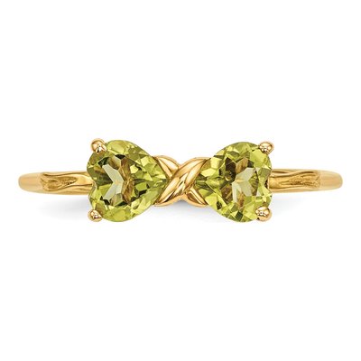 14K Yellow Gold Peridot August Bow Ring – view 4