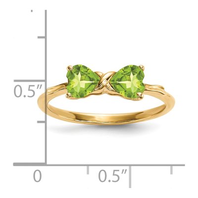 14K Yellow Gold Peridot August Bow Ring – view 5