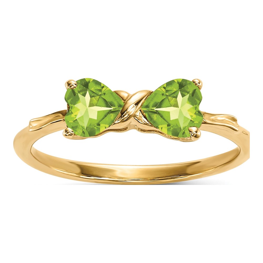 14K Yellow Gold Peridot August Bow Ring