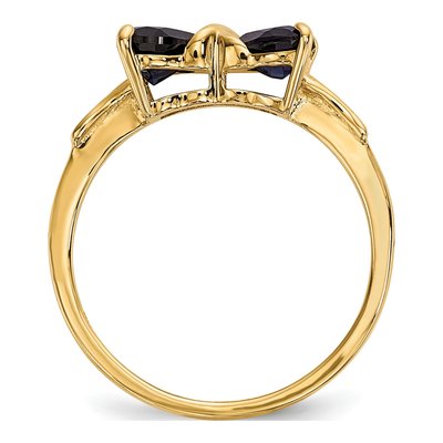 14K Yellow Gold Lab-Created Sapphire Bow Ring – view 2
